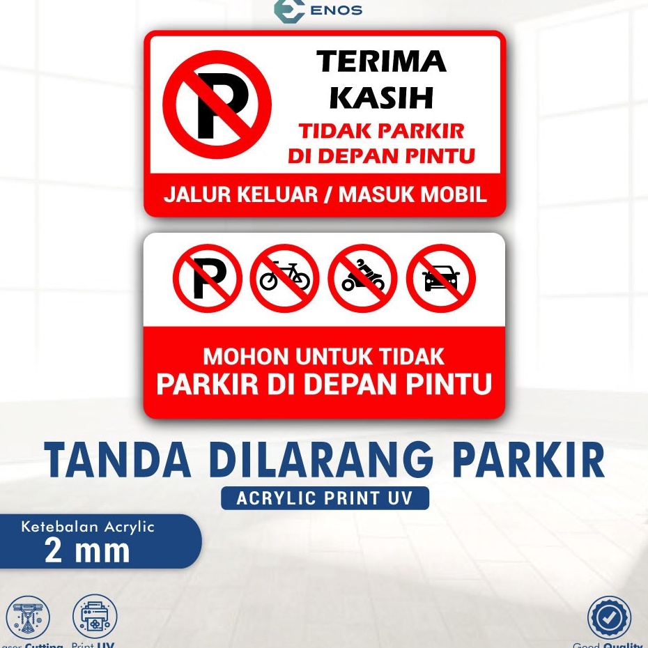 ENOS DIGITAL Papan Dilarang Parkir  Papan Dilarang Parkir di Depan Pintu  Sign Akrilik  Sign Acrylic