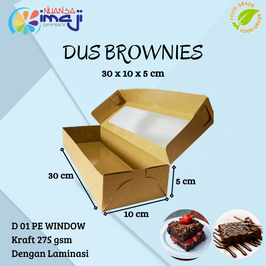 

Dus Brownies D 01 Window Uk. 30x10x5 cm Dengan Laminasi