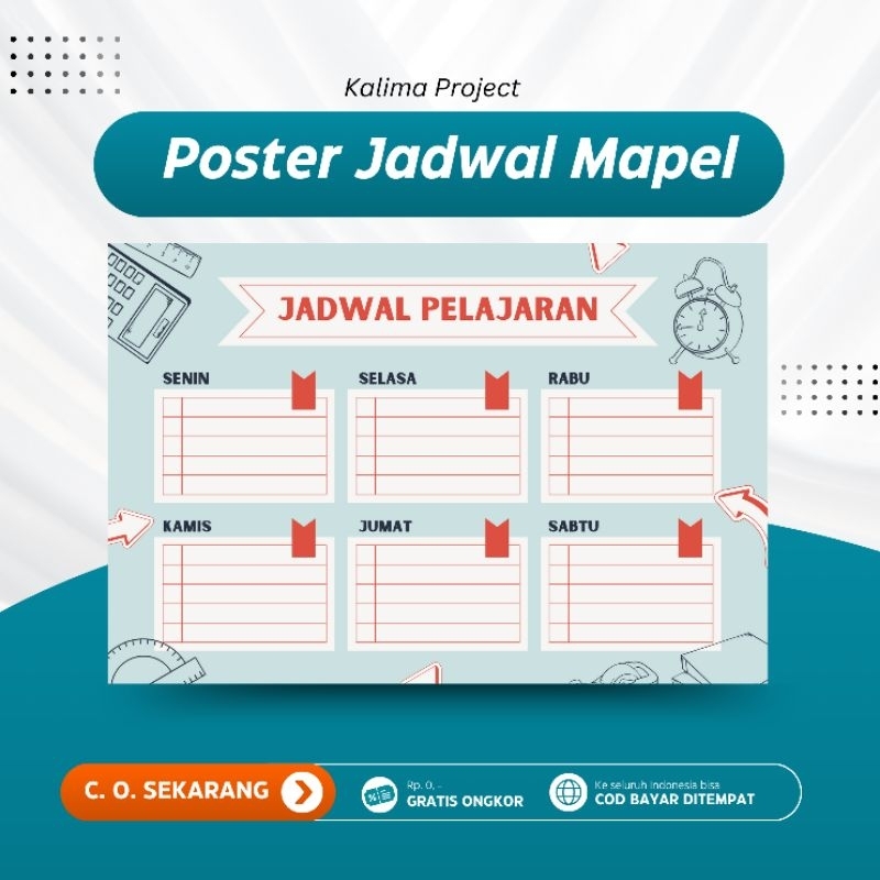 

010 Poster Jadwal Pelajaran Sekolah Poster Jadwal Mapel Kelas