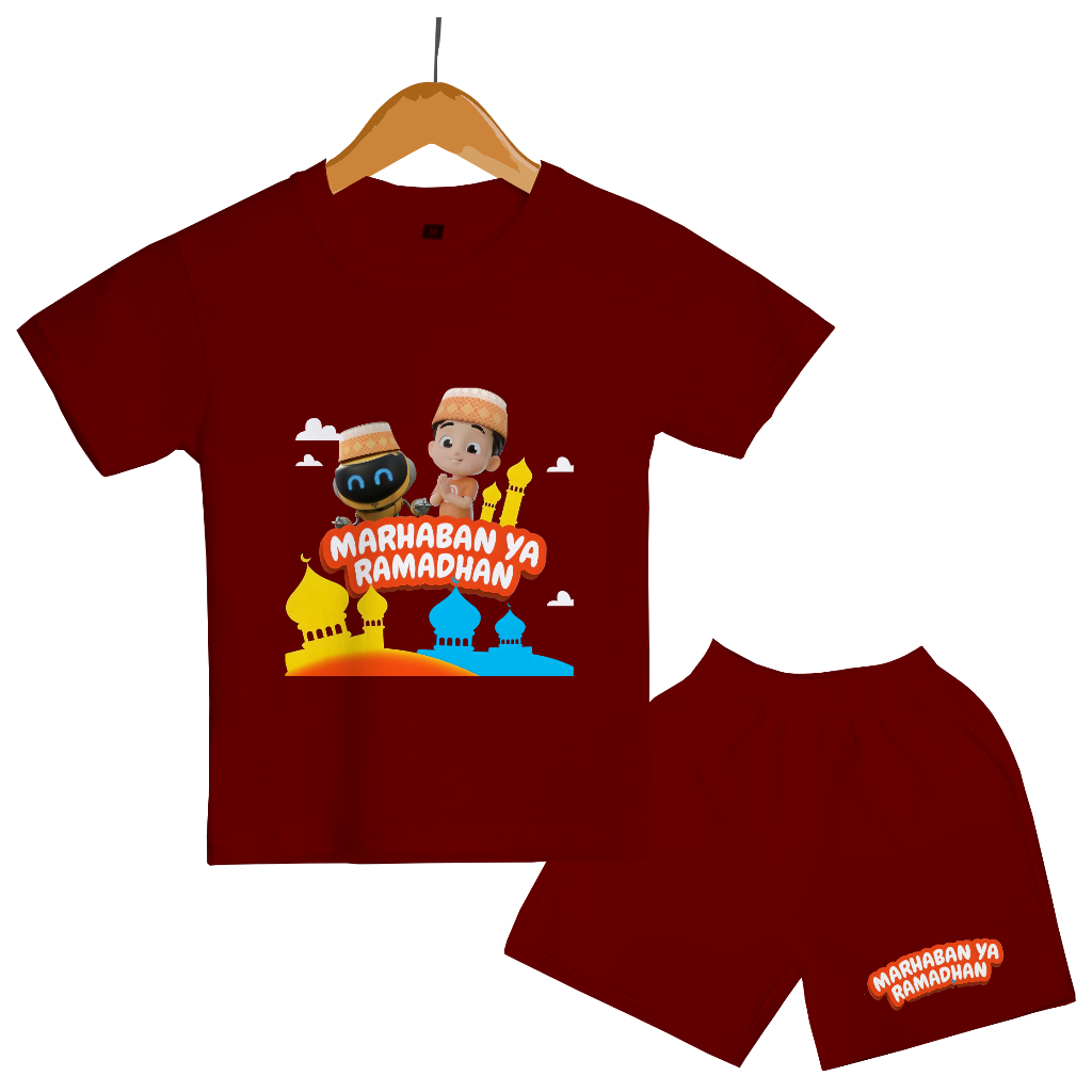 GG Setelan Anak Baju Lebaran Ramadhan Fashion Muslim Terbaru Motif Kartun Riko