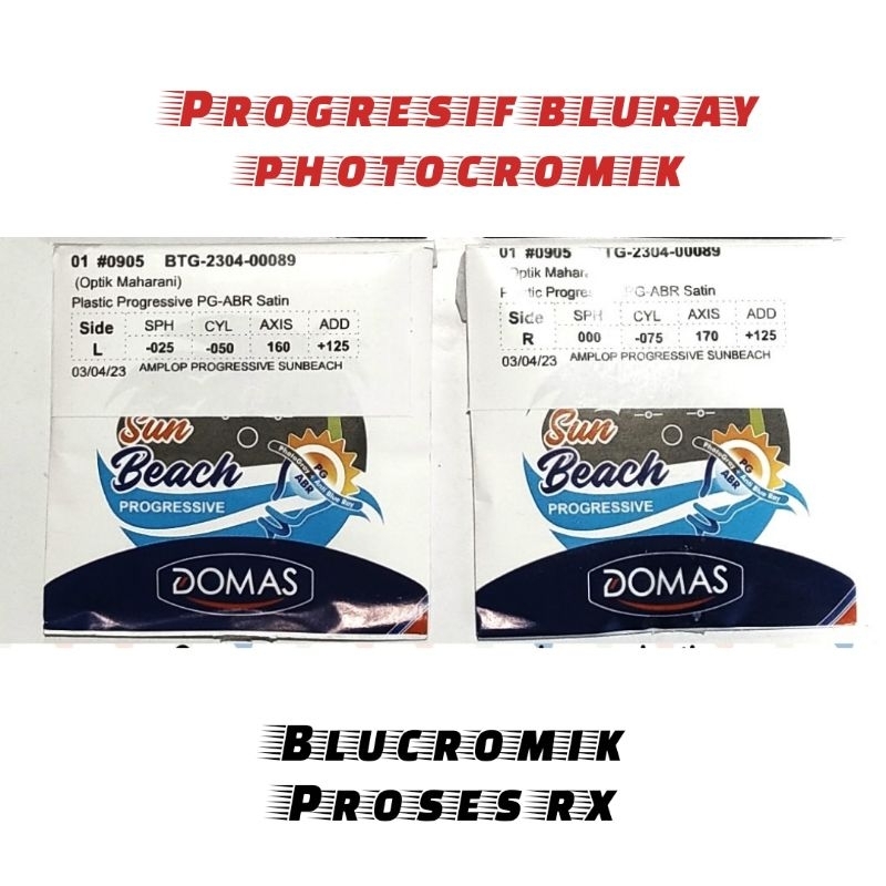 LENSA PROGRESIF BLUCROMIK/BLURAY PHOTOCROMIK GOSOK/PROSES RX by DOMAS