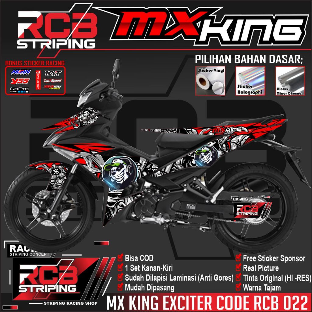 STRIPING VARIASI MX KING  EXCITER- STRIPING STICKER VARIASI YAMAHA MX KING EXCITER RCB 022