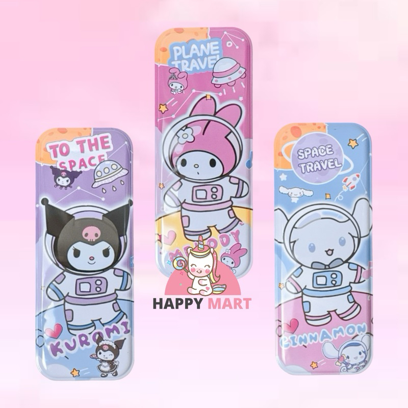 

Kotak pensil kaleng outerspace 2 tingkat motif sanrio kuromi / cinnamoroll