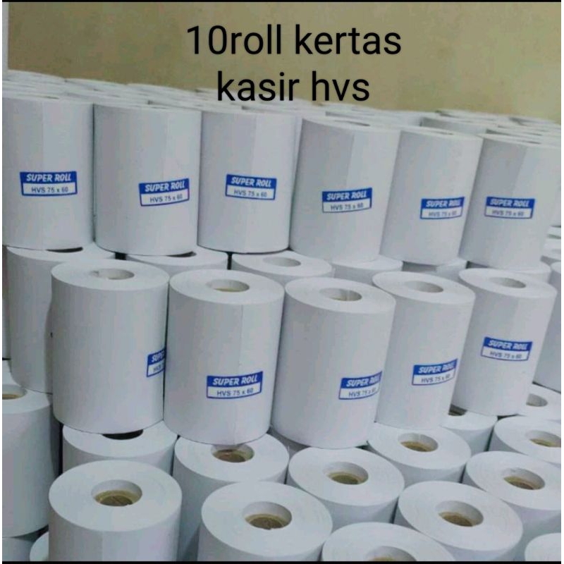 

10 ROLL KERTAS KASIR SETRUK HVS 1PLY 75X60MM PRINTER DOTMATRIK