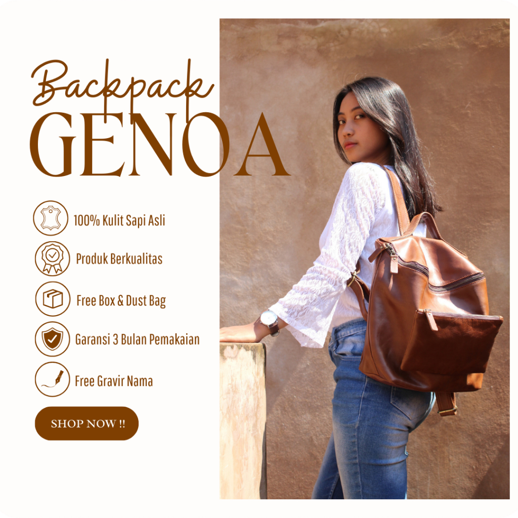 Gozzo Leather Tas Ransel Wanita Kulit Asli Backpack GENOA / Free Gravir Nama