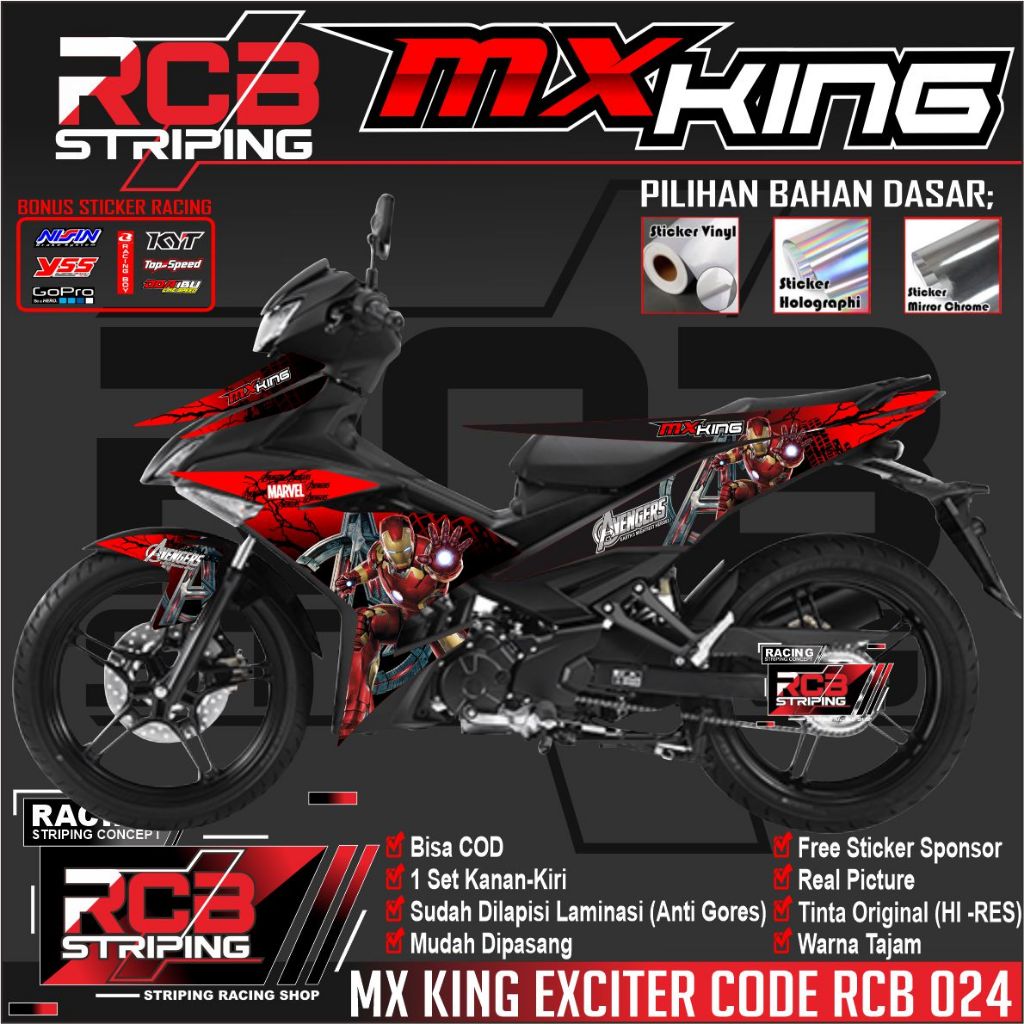 COD Sticker Striping MX KING EXCITER  Stiker MX KING EXCITER DESAIN MARVEL AVENGGERS RCB 024