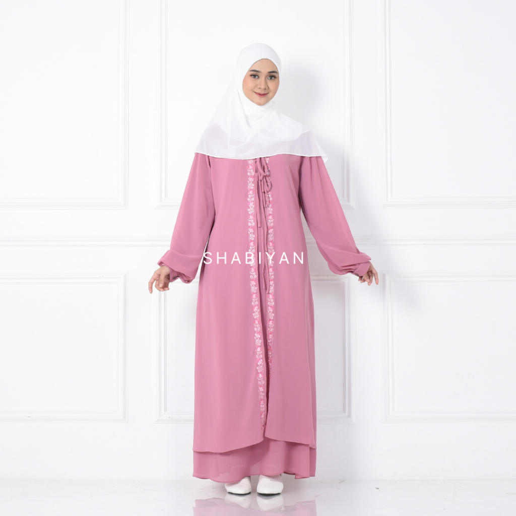 SHABIYAN Gamis Ceruty Bordir | Eira 509-Rose