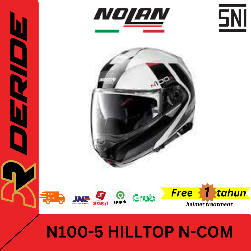 HELM MODULAR NOLAN N100-5 HILLTOP N-COM 048 MODULAR FLIP UP FULL FACE SNI ORIGINAL