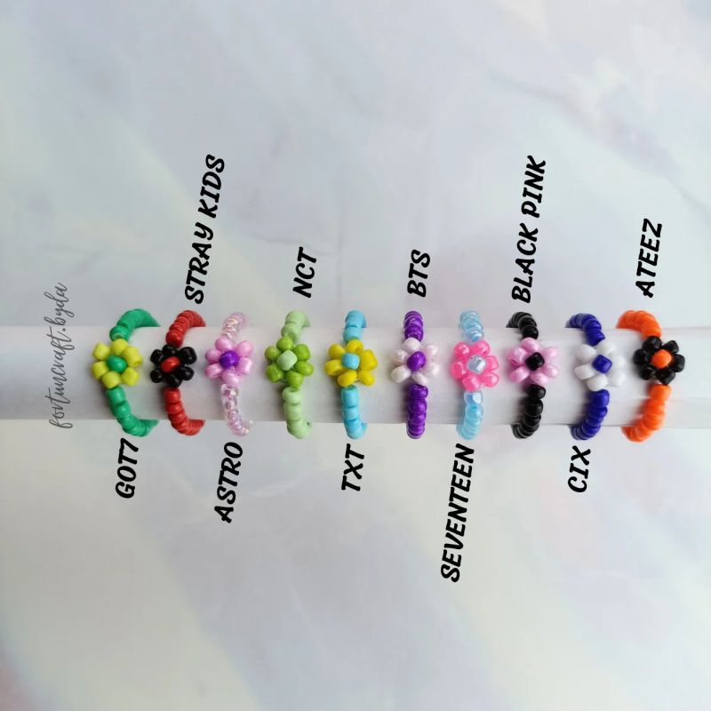 Kpop Idol Daisy Beads Ring | Cincin Manik Daisy Kpop Idol Korea Aesthetic