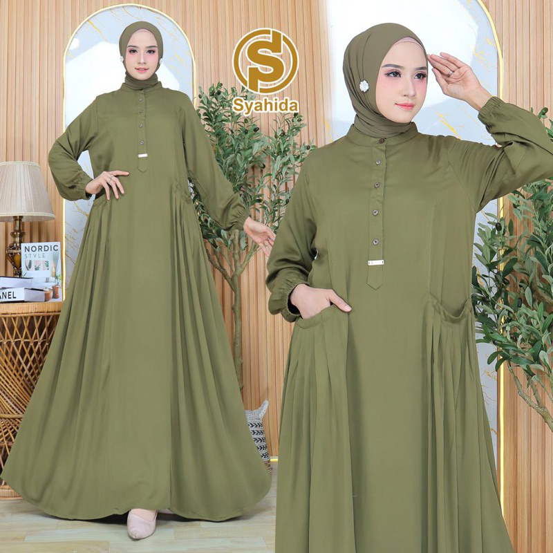 GAMIS SYAHIDA TERBARU | GAMIS POLOS | SYAHIDA KANTONG LIPAT