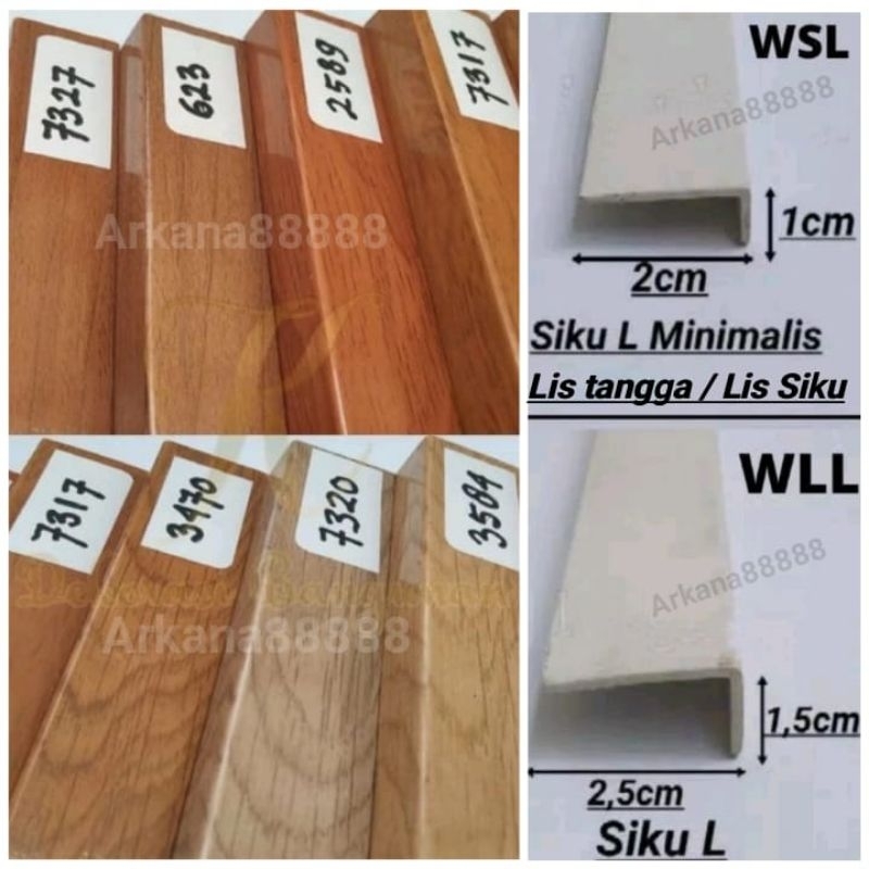 Lis tangga PVC / Lis Siku L / Lis parket PVC isi 2,4meter