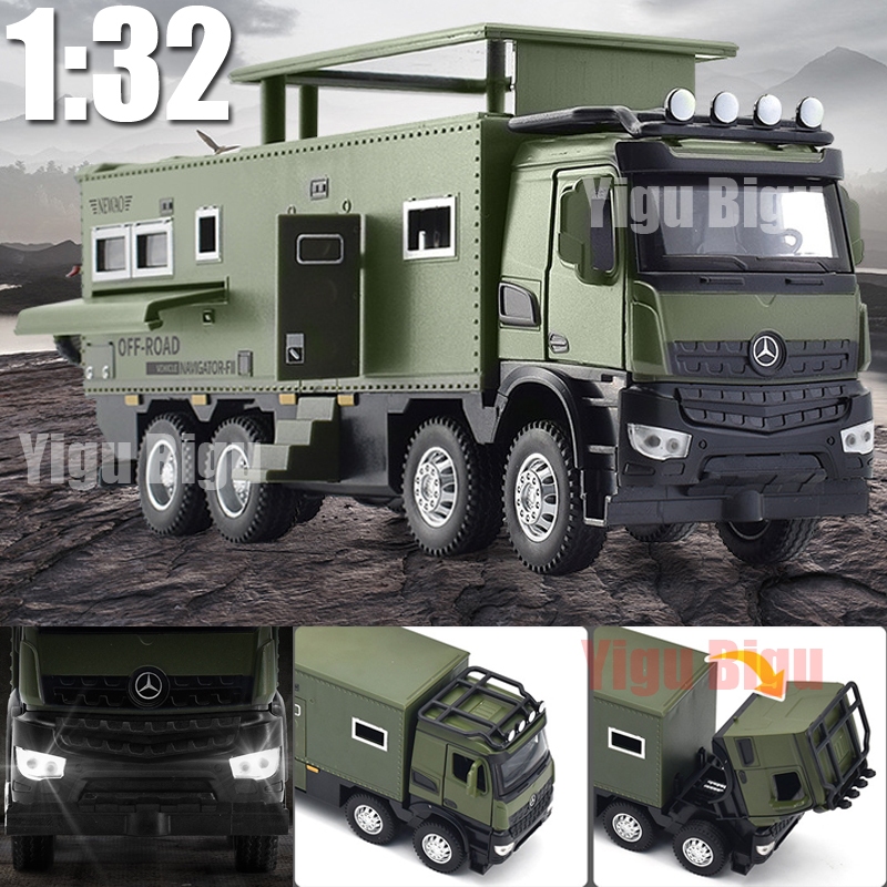 Skala 1:32 OFF ROAD RV Mobil Miniatur Mercedes Benz Arocs Nomadism Navigator F II HQ Truck Militer