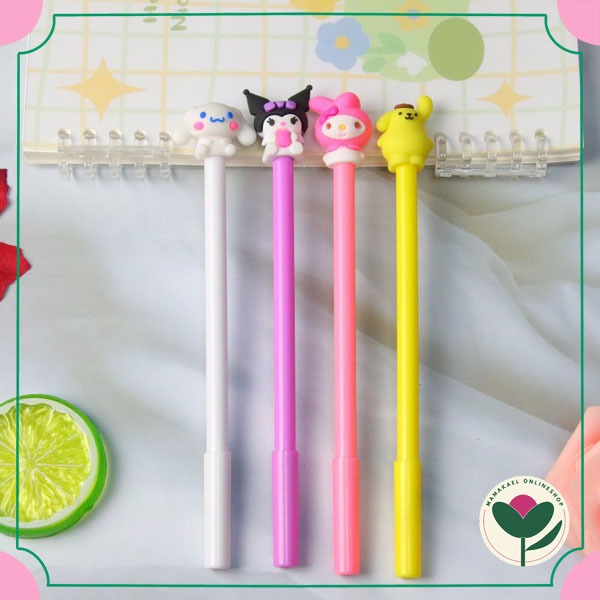 

Pulpen karakter cute lucu kuromi melody cinnamon pompurin tinta gel hitam MK1535