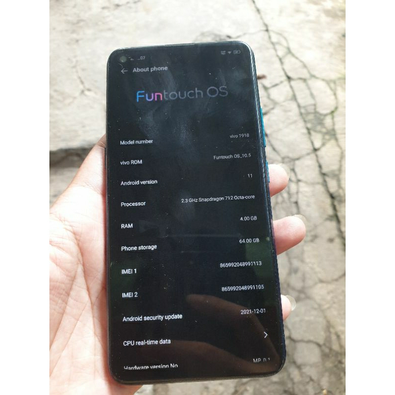 vivo z1 pro 4/64 batangan minus layak pakai