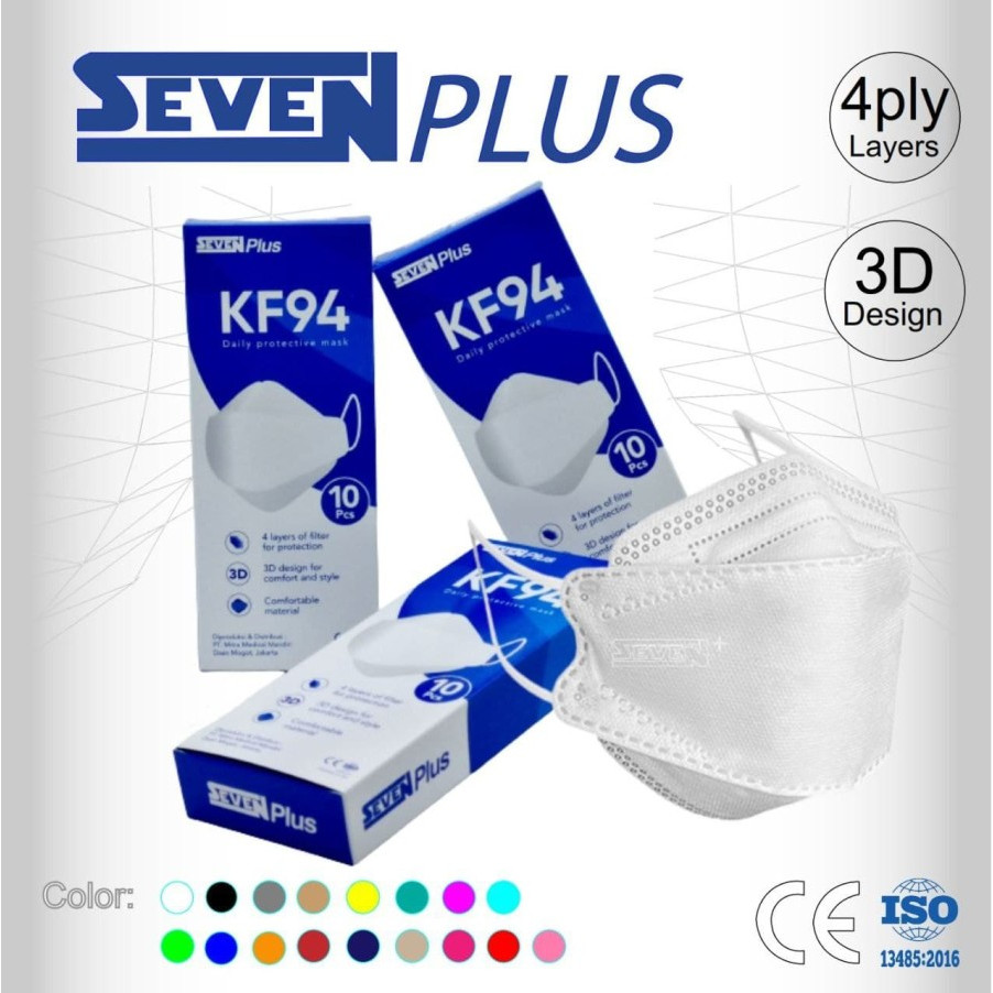 Masker KF94 Seven Plus Medis Surgical 3D 4ply Kemenkes isi 10pcs