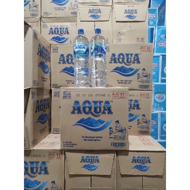 

Air Mineral Aqua Botol Besar 1.500ml 1 dus isi 12 pcs