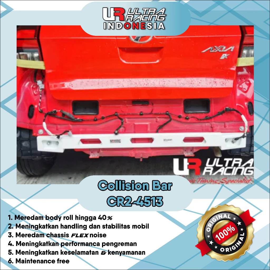 Aksesoris Stabiliser ULTRA RACING Safety Bar - Rear Anti Crash Collision Bar 2 Points - PERODUA AXIA