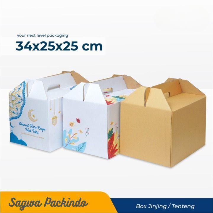 

( 1 pcs ) Kardus Jinjing Box Sembako Lebaran Kotak Dus Parcel Besar Packaging Hampers Idul Fitri EID Mubarak 34x25x25 cm
