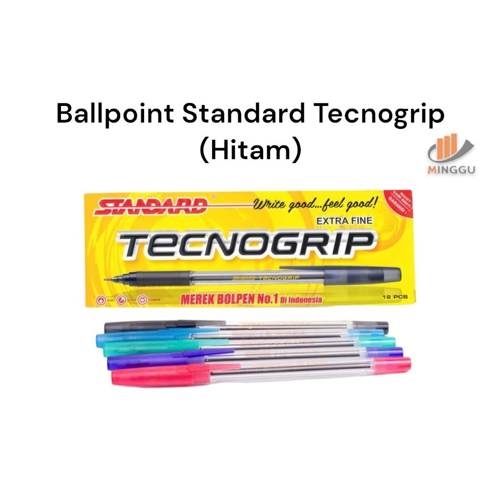 

[ 1 PAK / 12 pcs ] Ballpoint Standard Tecnogrip (Hitam)