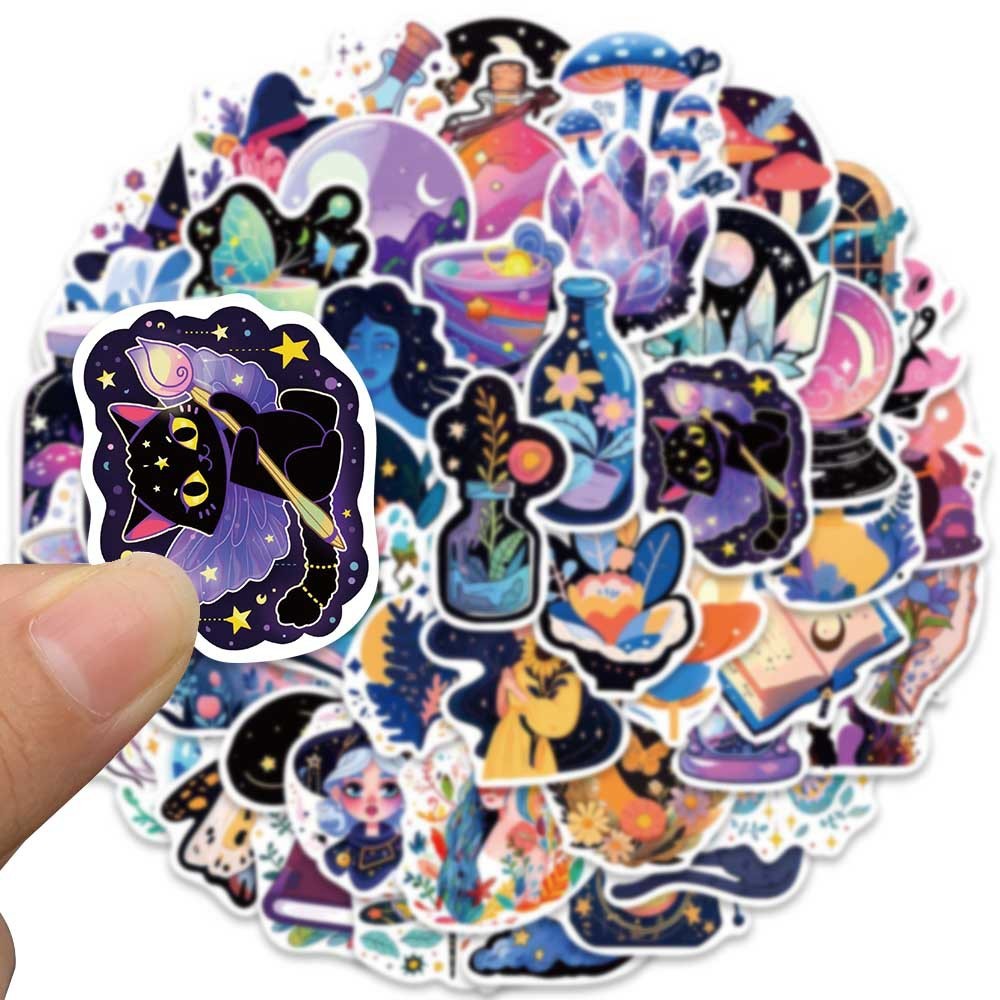 

STIKER VINIL ISI 50 PCS MAGIC GIRL HALLOWEN CAT ANTI AIR AESTHETIC LOVE