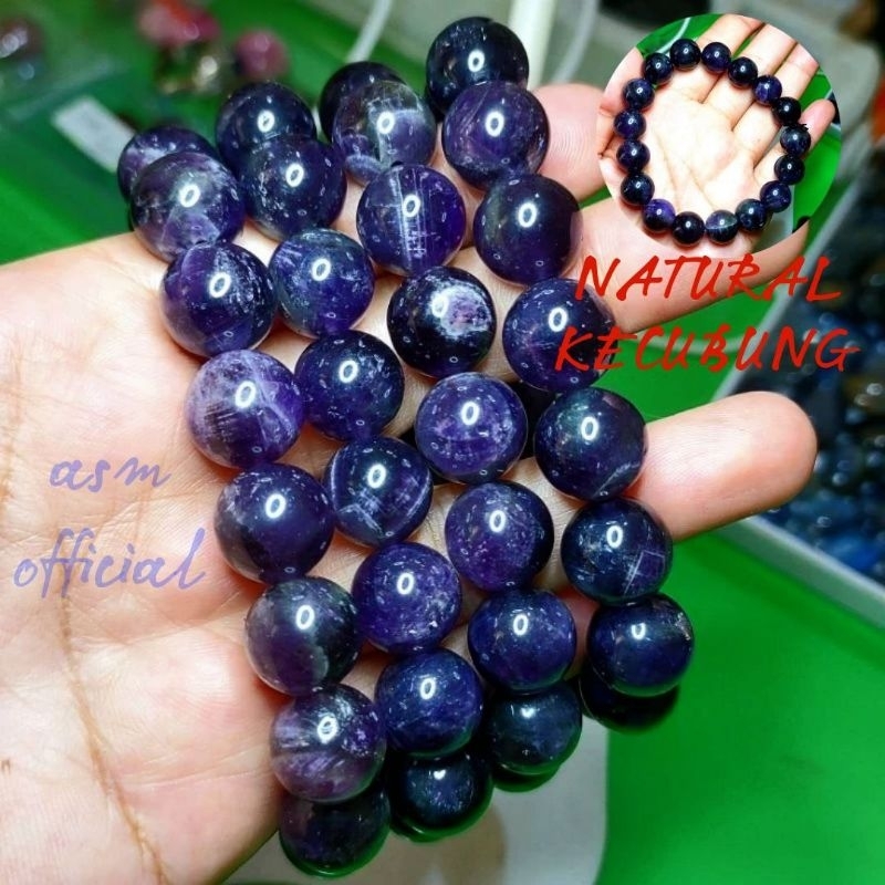 Gelang batu akik kecubung ungu amethys NATURAL jumbo & mini