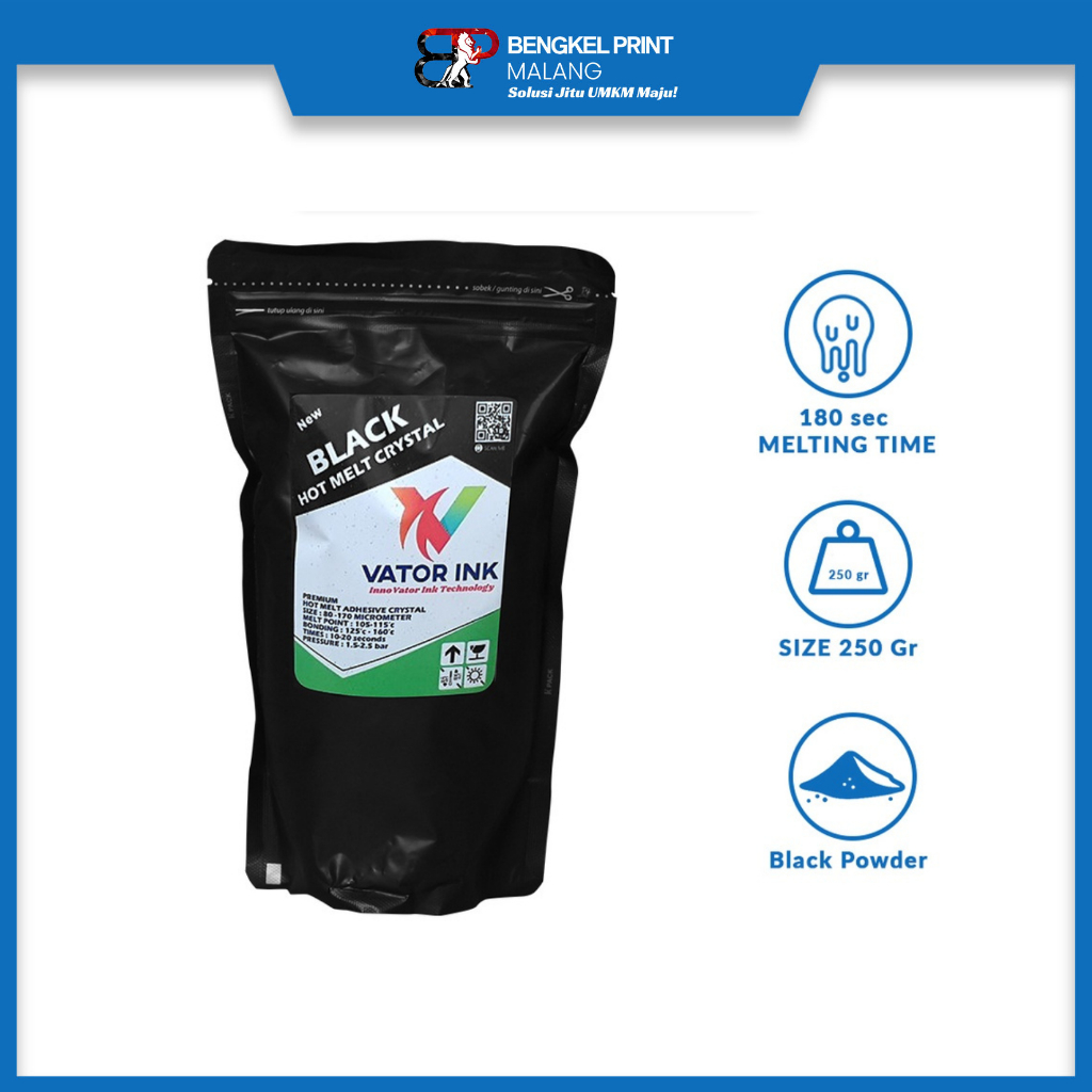 

POWDER VATOR BLACK PREMIUM 250gr | BUBUK DTF POLIESTER