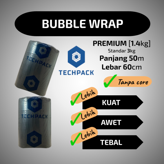 

Plastik Bubble Wrap Roll Hitam 60 cm x 50 m Premium Tebal 60cm x 50m TECHPACK Babel Bubblewrap Buble 125 cm 125cm