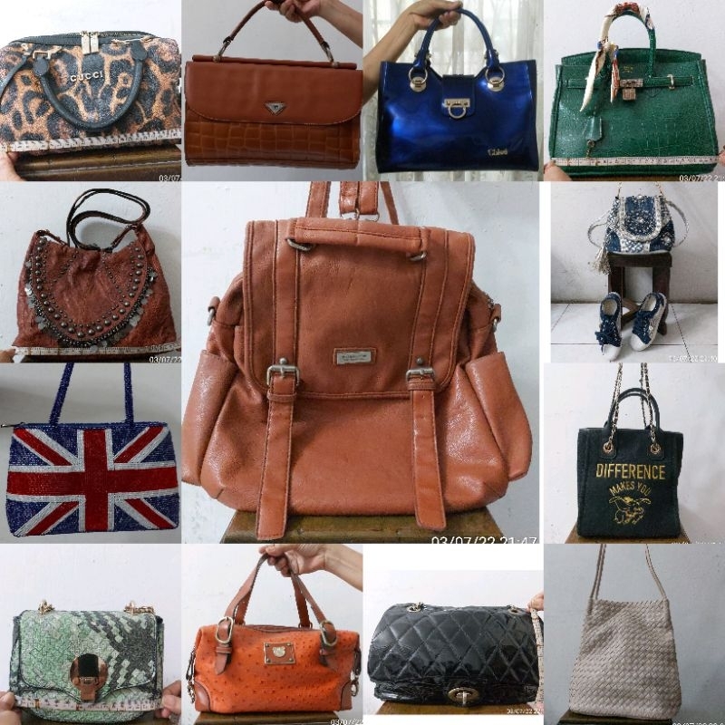 Tas ala branded macan hijau biru disney permata manik jadul vintage korea import cantik unik