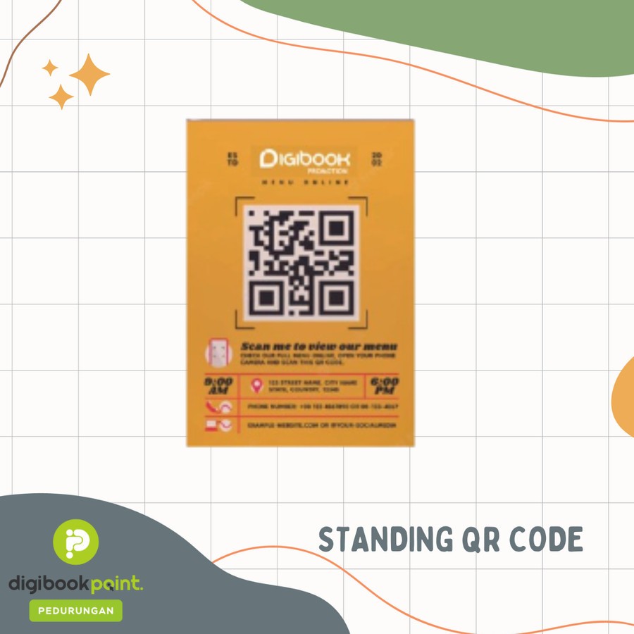 Standing QR Code Menu Resto / Standing QR Code Akrilik Menu Meja