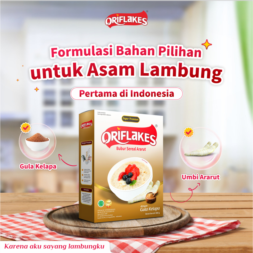 

Oriflakes bubur sereal umbi garut solusi maag asam lambung 900 grm - Original