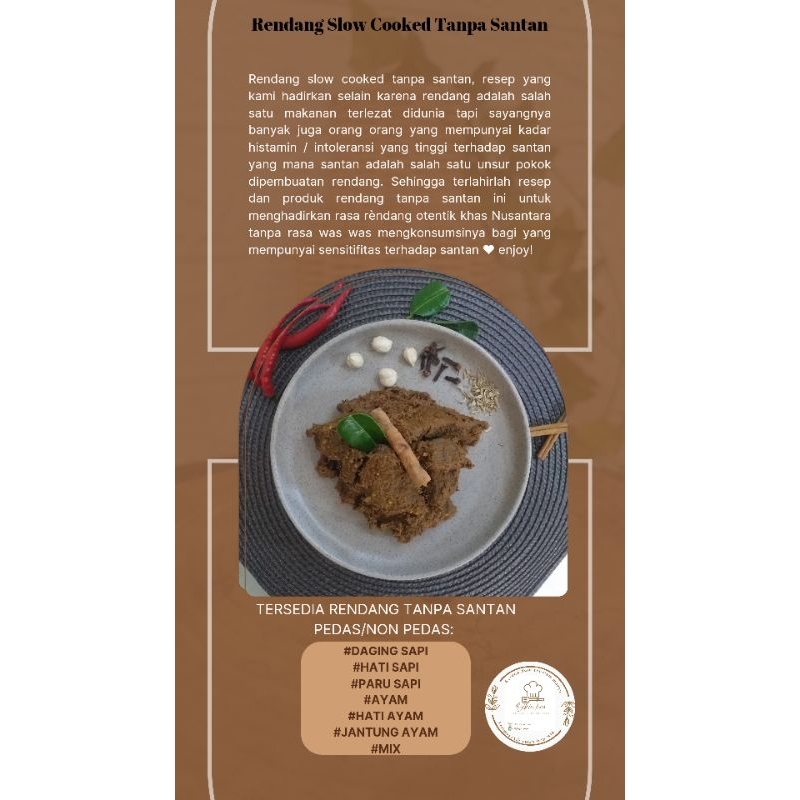 

Rendang Slow Cooked variasi Santan / Tanpa Santan 250 gr