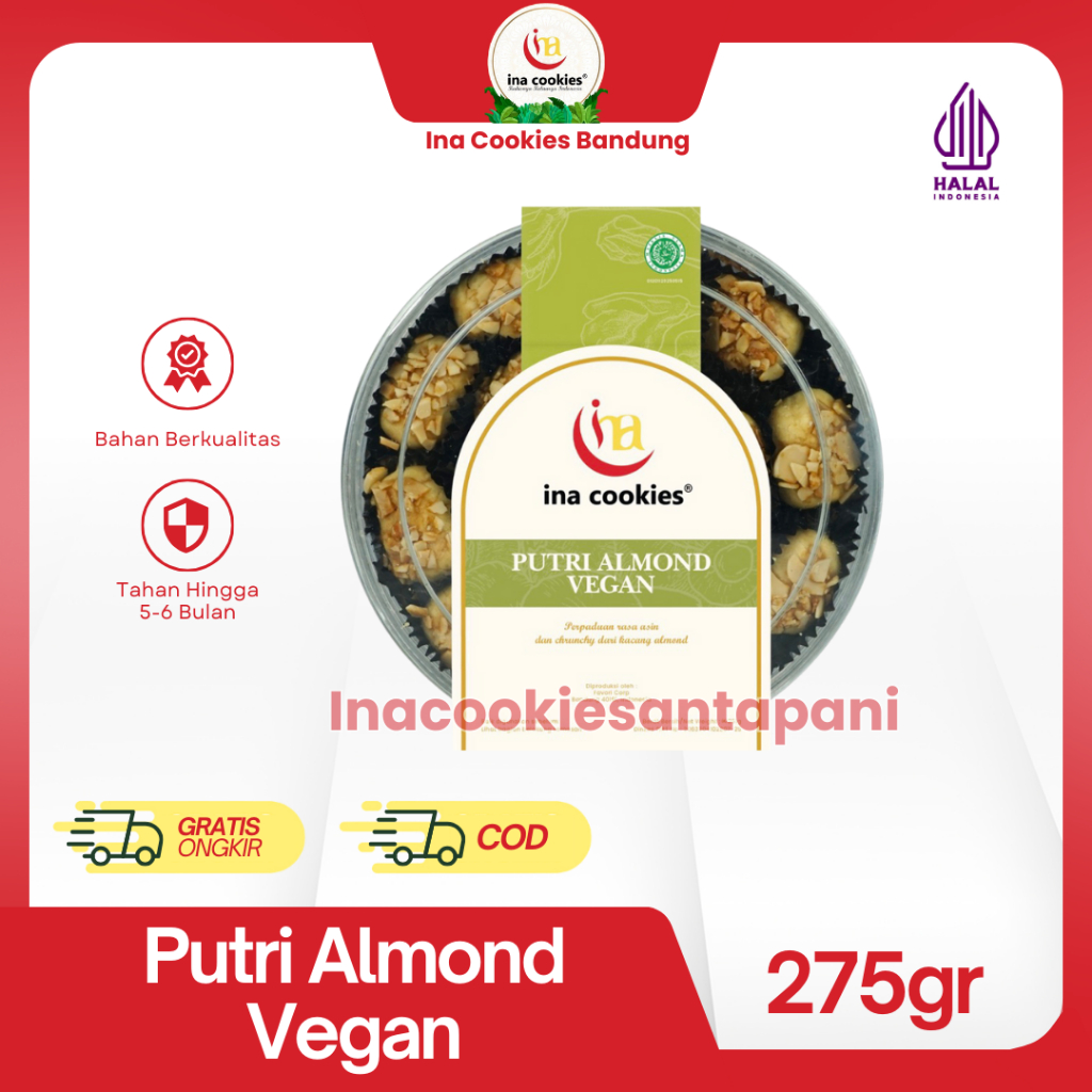 

Ina Cookies Kue Kering Premium Choco Almond Vegan Toples Reguler