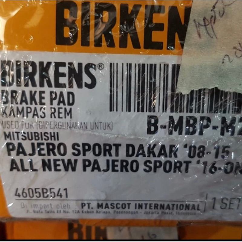 KAMPAS REM DEPAN PAJERO SPORT BIRKEN BRAKE PAD PAJERO
