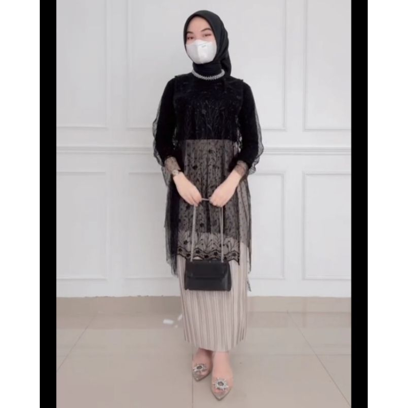 LIRA Tunik Brokat Tunic Brukat Outer Tulle Polkadot Outer Brukat Cardigan Brokat Outer Brokat tunik 