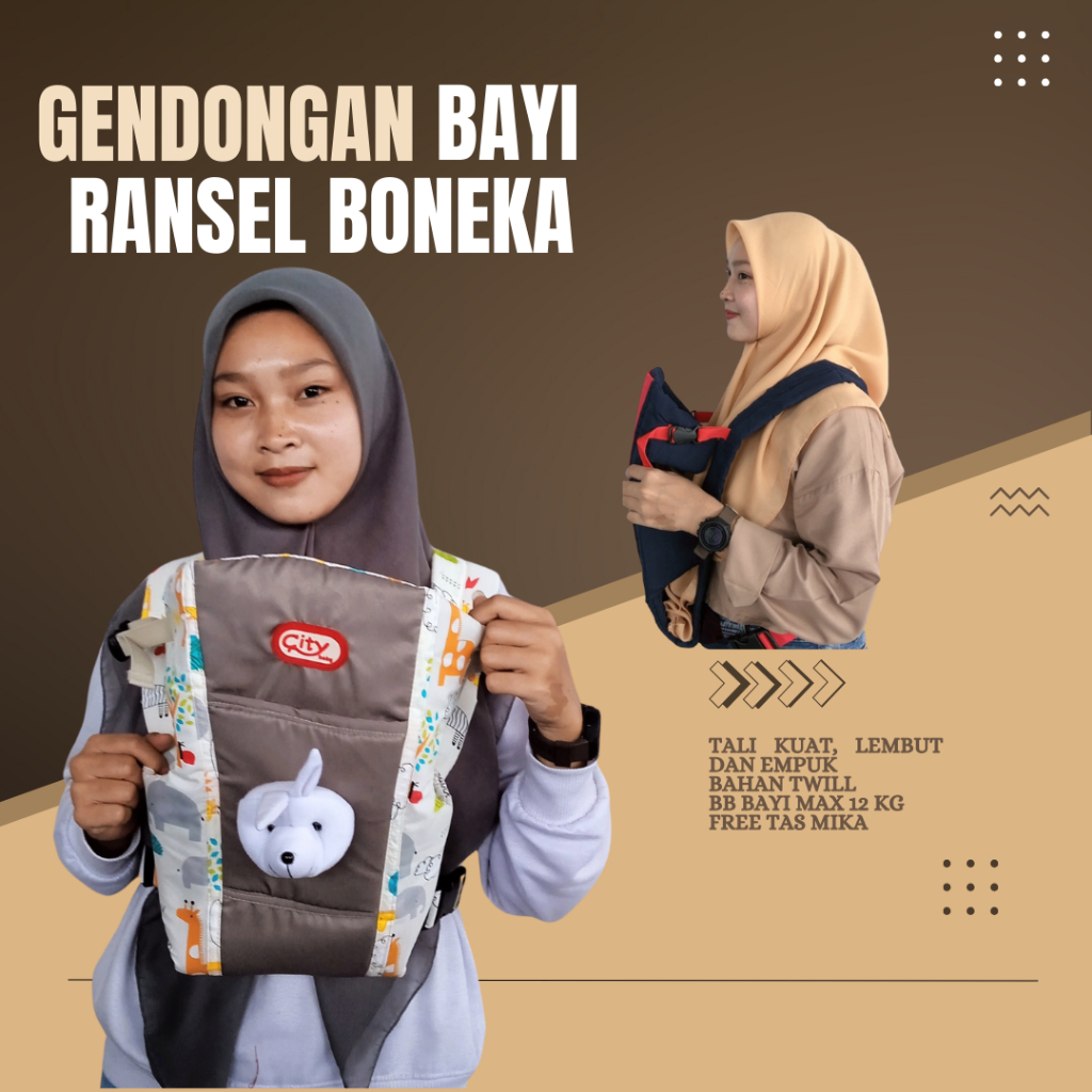 Gendongan Depan Ransel Boneka / Hipseat Baby New Born Boneka