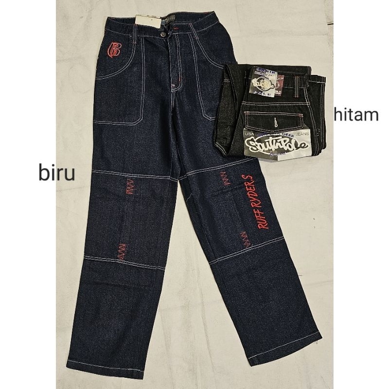 celana panjang jeans denim borju wide pants straight looose y2k big pocket gombrong southpole
