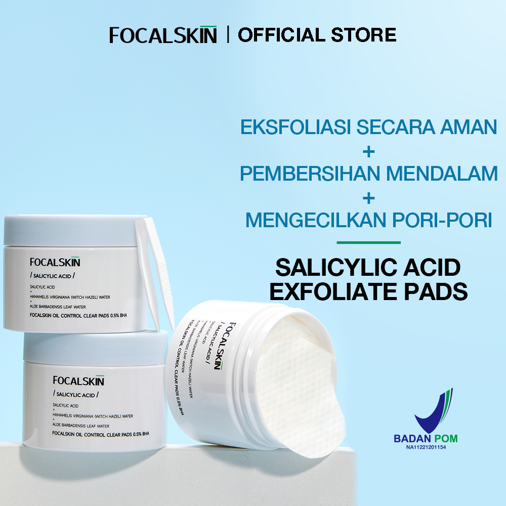FOCALSKIN Acne Exfoliating Clear Pad 60 Pads / Kapas Eksfoliasi Wajah / Double Cleansing Pads - Exfo