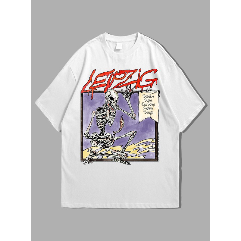 Leipzig - Stone Breaker Tshirt - Putih | Original Merchandise | Kaos Punk | T-shirt Band & Branded S
