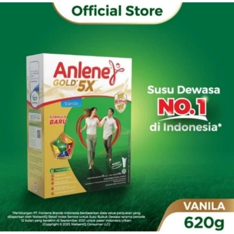 

ANLENE GOLD 5X SUSU BUBUK DEWASA VANILA/ORIGINAL/COKELAT 620GR - NUTRISI TINGGI KALSIUM UNTUK TULANG, SENDI, DAN OTOT