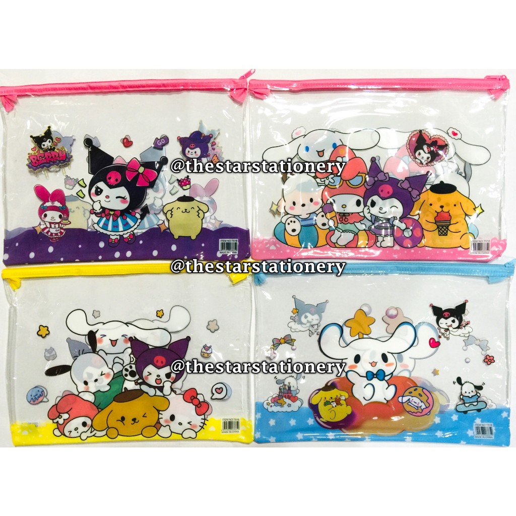 

(1 Biji) Pouch Multifungsi A4 Sanrio / Document Bag A4 / School Zip Bag A4 / Map Resleting A4 / Tas Serba Guna Fancy / Pouch GXIMP T518 T 518