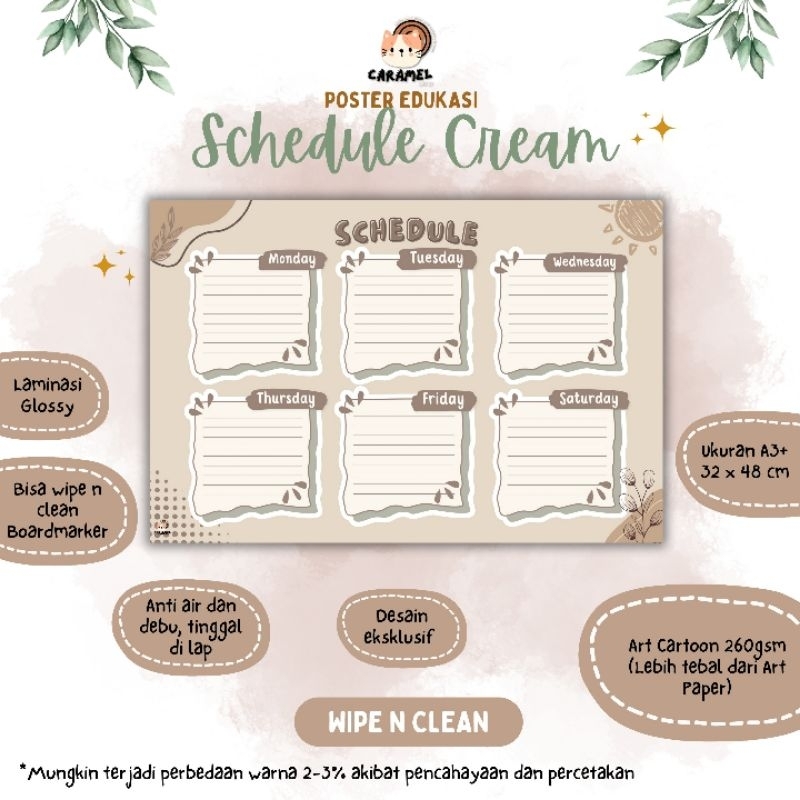 

WIPE N CLEAN-SCHEDULE JADWAL PELAJARAN JUMBO A3+