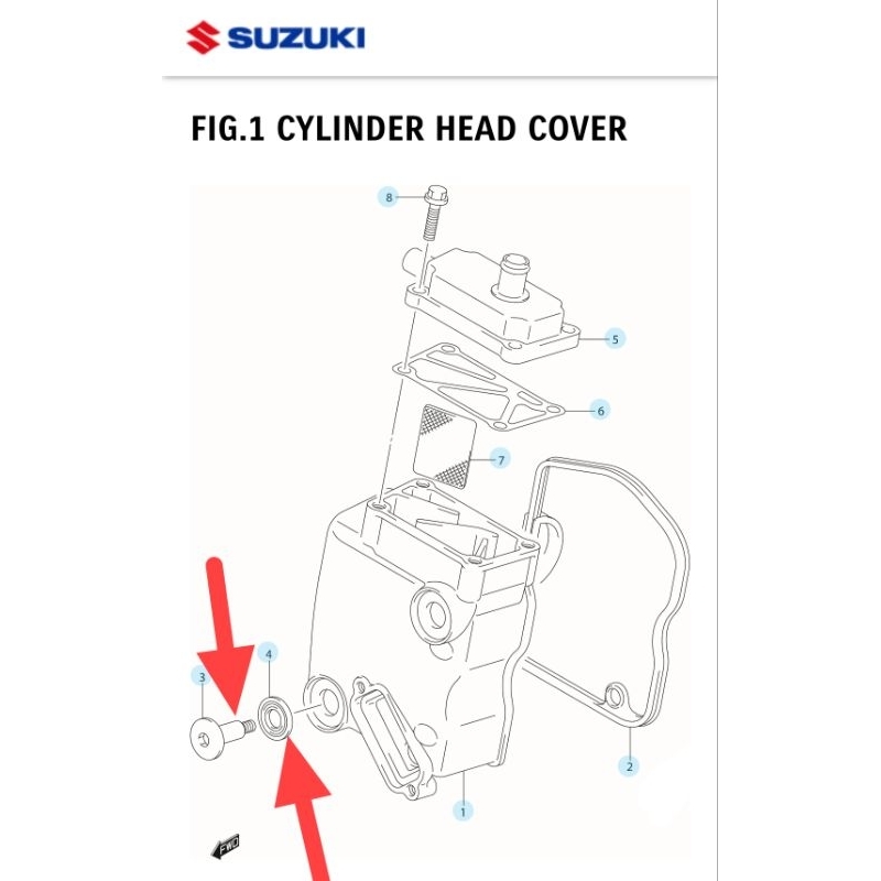 BOLT [09106-07003] & WASHER [09161-11008] COVER CYLINDER HEAD  LET'S-125