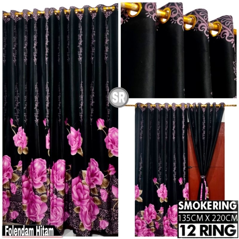 Gorden Jendela Pintu Kamar Smokring 12 Ring Minimalis Aesthetic Terbaru Motif Volendam Panjang Tebal