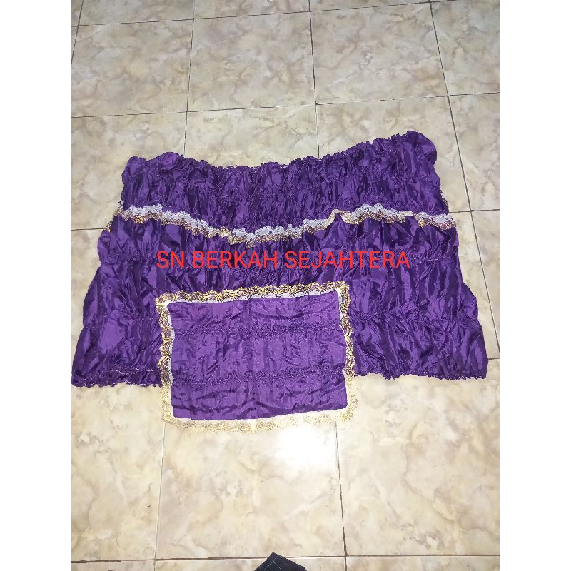 Kain Rajut/Kerut Peti Jenazah warna ungu tua dan muda