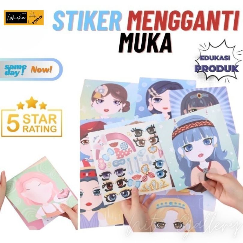 

Mainan stiker ganti muka, Stiker ekspresi girl change makeup stiker murah