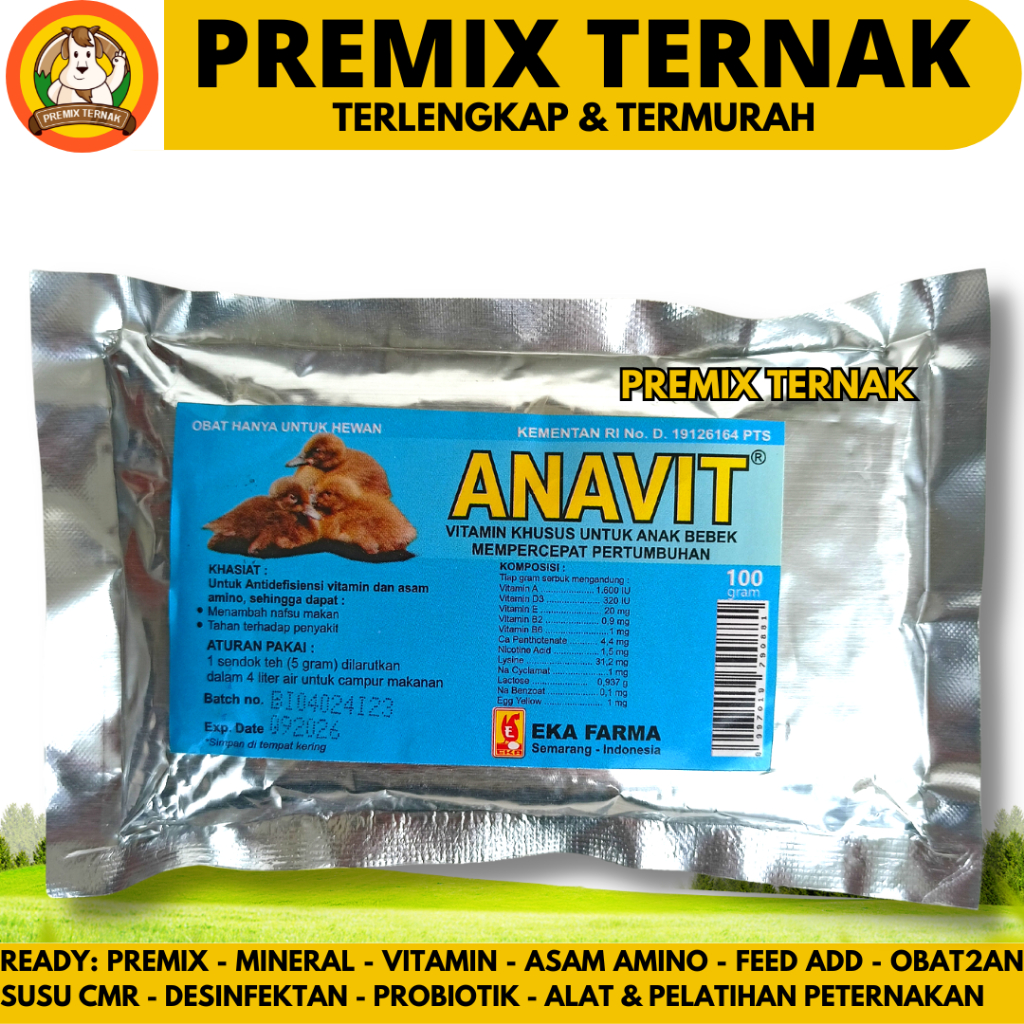 ANAVIT 100 GRAM EKA FARMA - Vitamin Anak Bebek Itik Mempercepat Pertumbuhan - Vitamin DOD Anak Bebek
