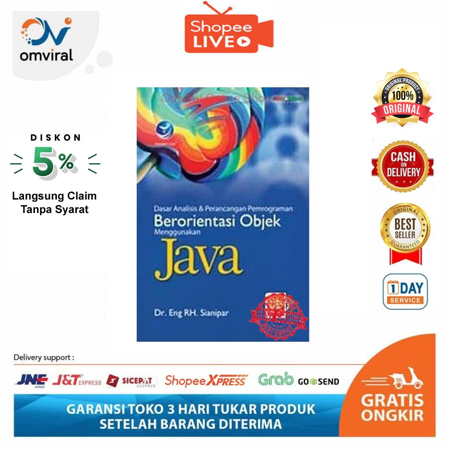 Buku Dasar Analisis & Perancangan Coding Pemrograman Berorientasi Objek Java Dasar Untuk Pemula + cd