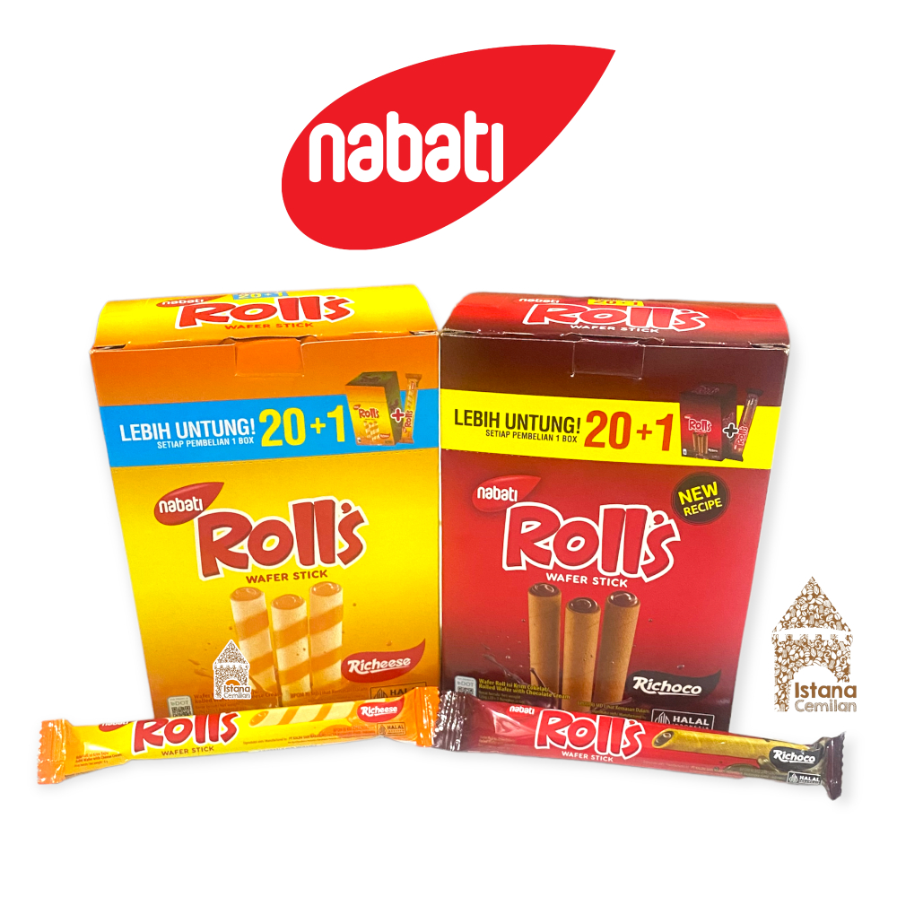 

Nabati Rolls Cheese / Chocolate Wafer Stick Keju (isi 20 pcs)