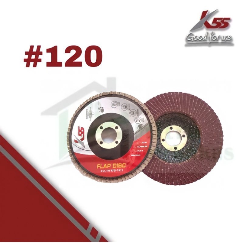 K55 Flap Disc Grit#120 Mata Gerinda Amplas Susun #120 Poles Besi Kayu Amplas Bulat #120 Susun