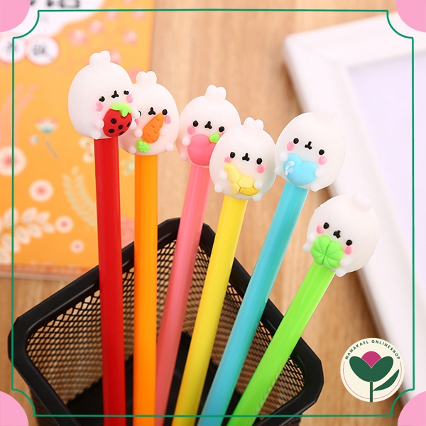 

Pulpen karakter beruang molang lucu cute bear pena tinta gel hitam MK1385